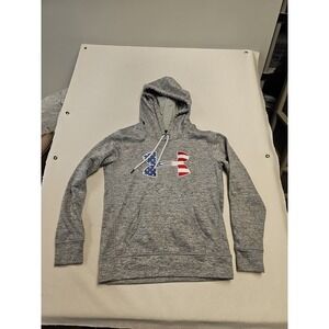 Under Armour Womens S Petite Grey Hoodie With American Flag Embroidered